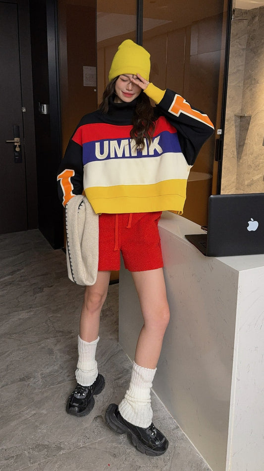 🄶🅁🄾🅄🄽🄳♾🅉🄴🅁🄾25-26SS♾無性別穿搭OverSize美式新款糖果拚色亮彩圓領長袖上衣T-SHIRT