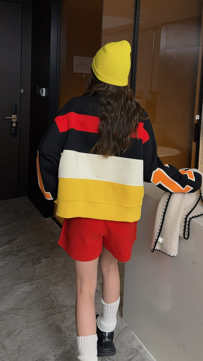 🄶🅁🄾🅄🄽🄳♾🅉🄴🅁🄾25-26SS♾無性別穿搭OverSize美式新款糖果拚色亮彩圓領長袖上衣T-SHIRT