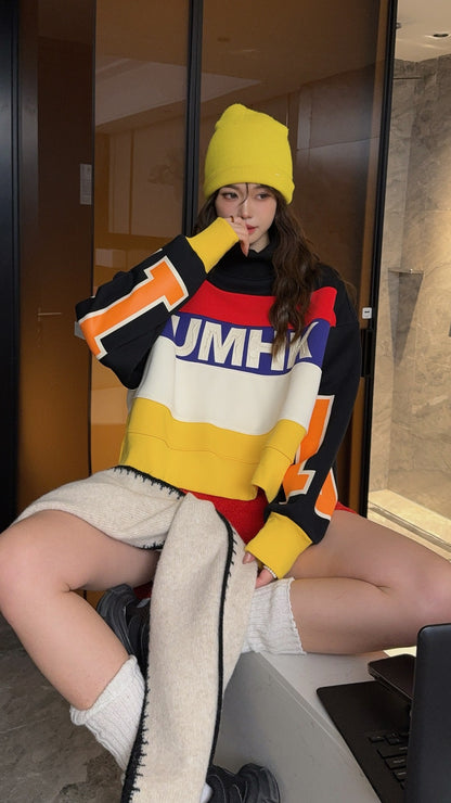 🄶🅁🄾🅄🄽🄳♾🅉🄴🅁🄾25-26SS♾無性別穿搭OverSize美式新款糖果拚色亮彩圓領長袖上衣T-SHIRT