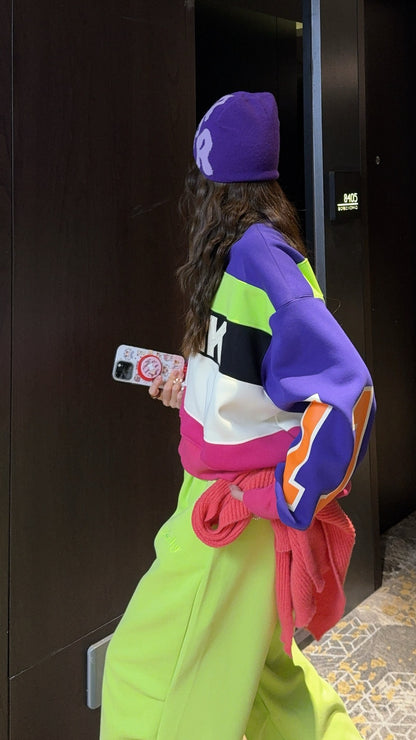 🄶🅁🄾🅄🄽🄳♾🅉🄴🅁🄾25-26SS♾無性別穿搭OverSize美式新款糖果拚色亮彩圓領長袖上衣T-SHIRT