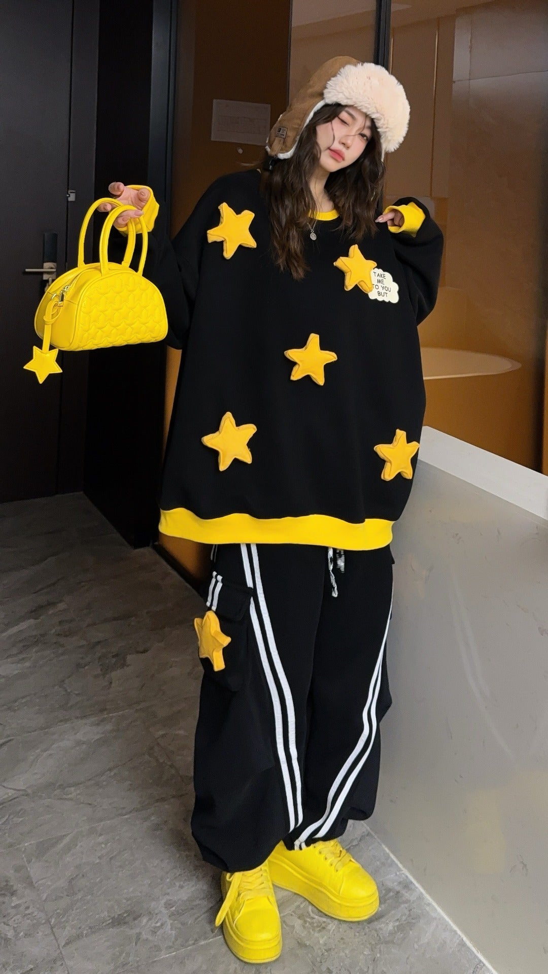 🄶🅁🄾🅄🄽🄳♾🅉🄴🅁🄾25-26SS♾無性別穿搭OverSize美式新款立體星星雙色圓領長袖運動套裝