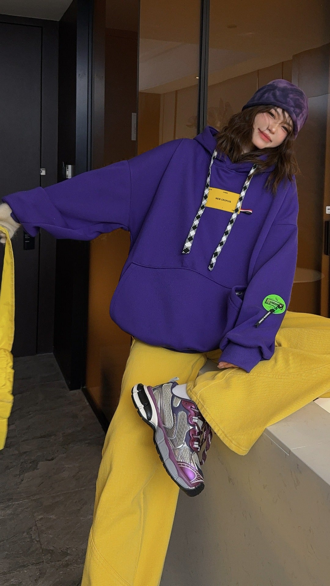 🄶🅁🄾🅄🄽🄳♾🅉🄴🅁🄾25-26SS♾無性別穿搭OverSize美式新款拼接卡通狗狗連帽長袖上衣T-SHIRT