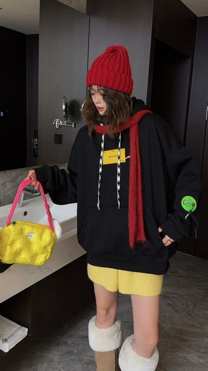 🄶🅁🄾🅄🄽🄳♾🅉🄴🅁🄾25-26SS♾無性別穿搭OverSize美式新款拼接卡通狗狗連帽長袖上衣T-SHIRT