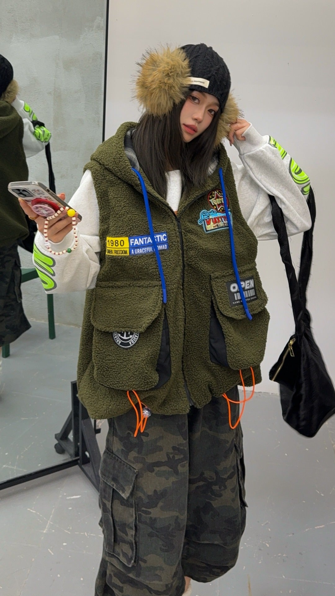 🄶🅁🄾🅄🄽🄳♾🅉🄴🅁🄾25-26SS♾無性別穿搭OverSize美式新款簡約多色洋毛氈連帽拉鍊背心(加厚)🔥(現貨優惠)