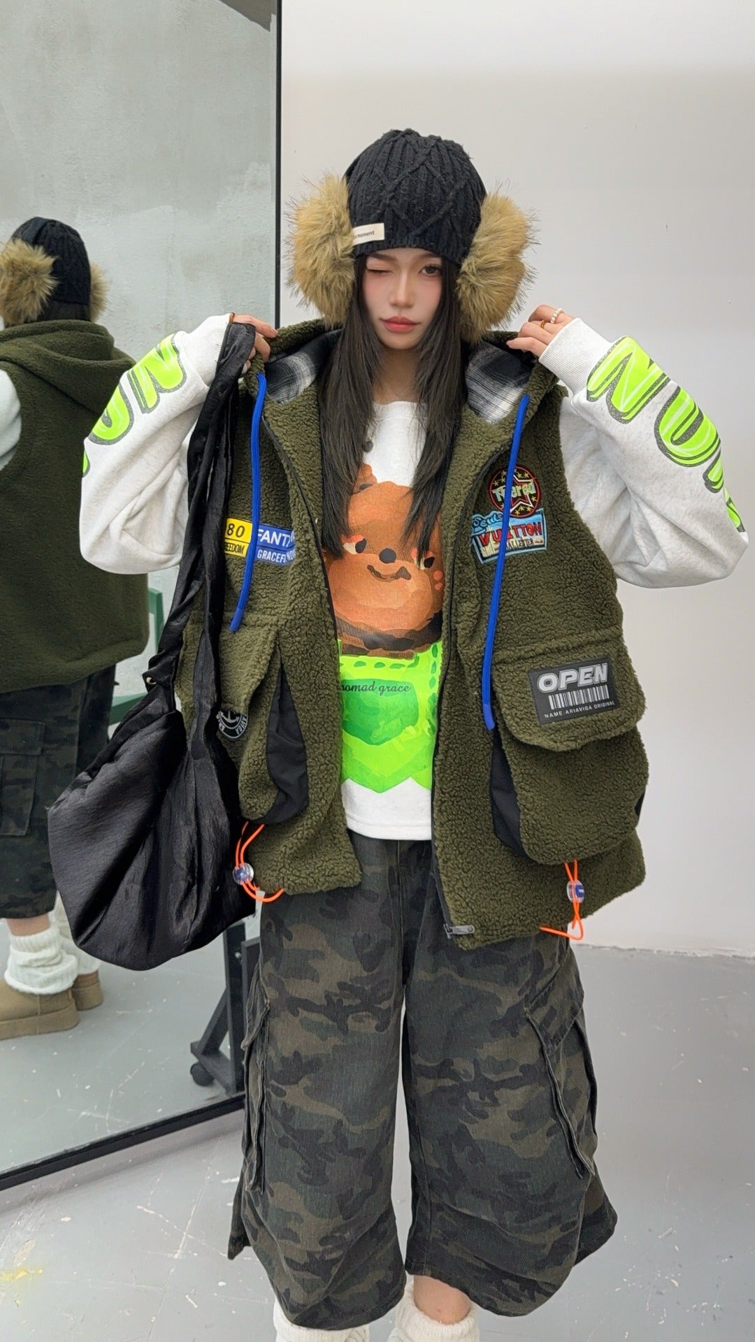 🄶🅁🄾🅄🄽🄳♾🅉🄴🅁🄾25-26SS♾無性別穿搭OverSize美式新款簡約多色洋毛氈連帽拉鍊背心(加厚)🔥(現貨優惠)