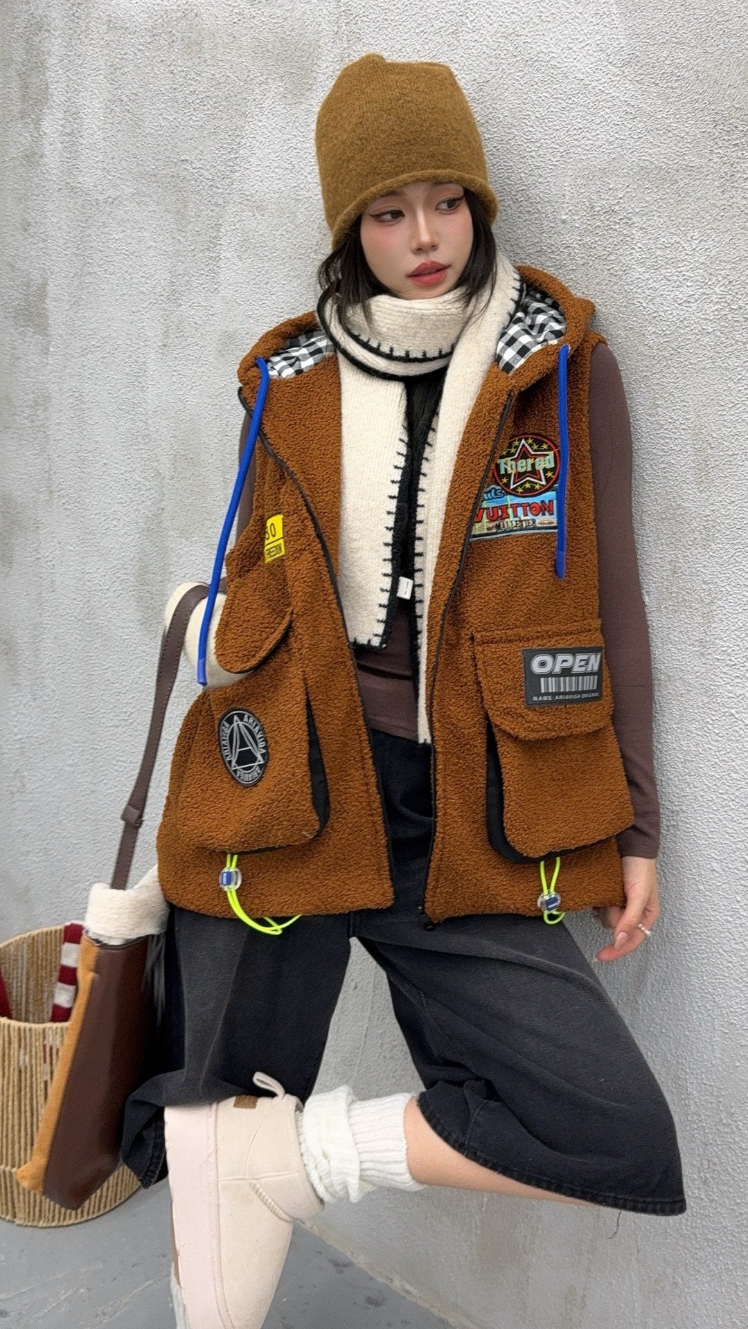 🄶🅁🄾🅄🄽🄳♾🅉🄴🅁🄾25-26SS♾無性別穿搭OverSize美式新款簡約多色洋毛氈連帽拉鍊背心(加厚)🔥(現貨優惠)