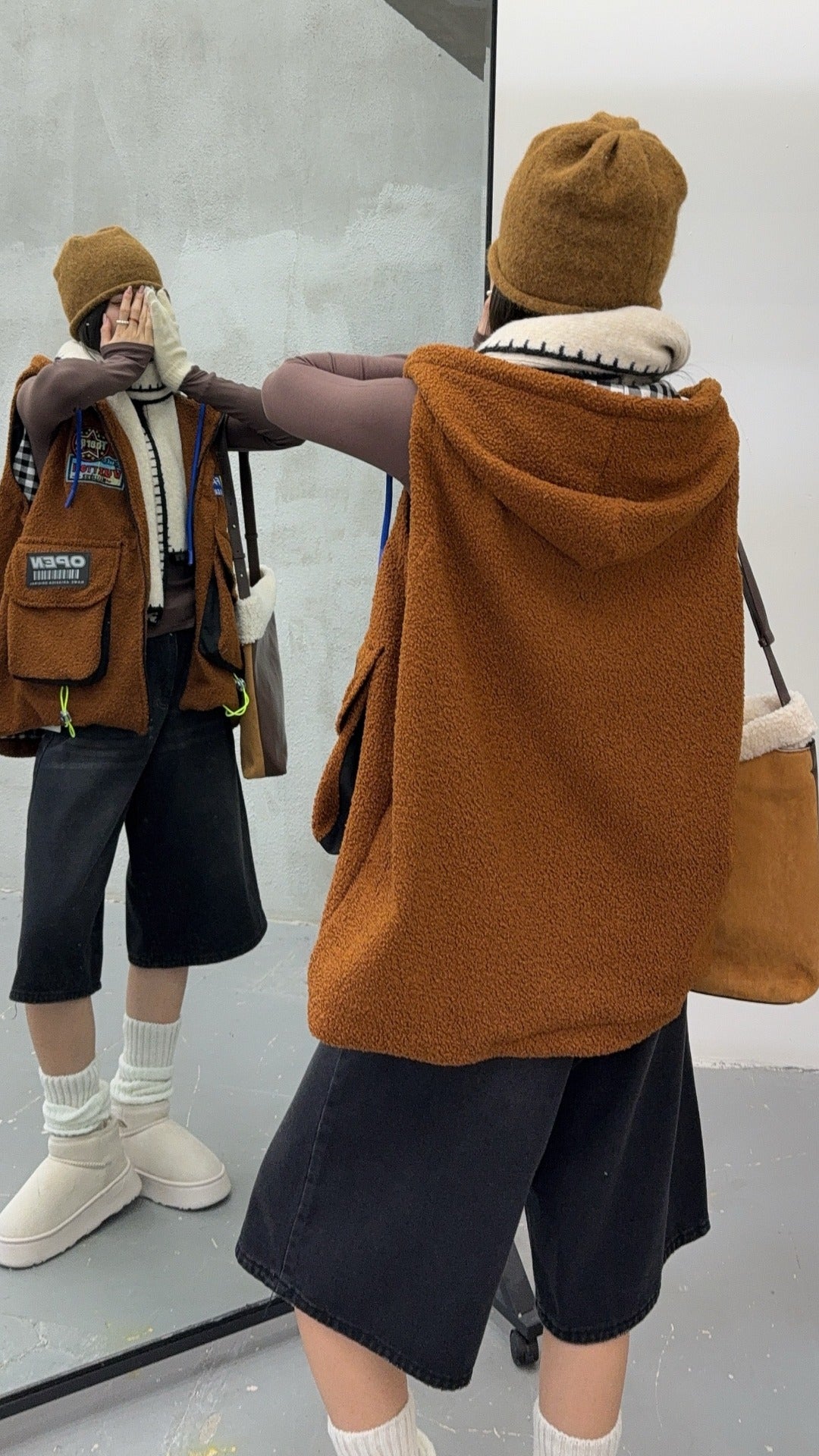 🄶🅁🄾🅄🄽🄳♾🅉🄴🅁🄾25-26SS♾無性別穿搭OverSize美式新款簡約多色洋毛氈連帽拉鍊背心(加厚)🔥(現貨優惠)