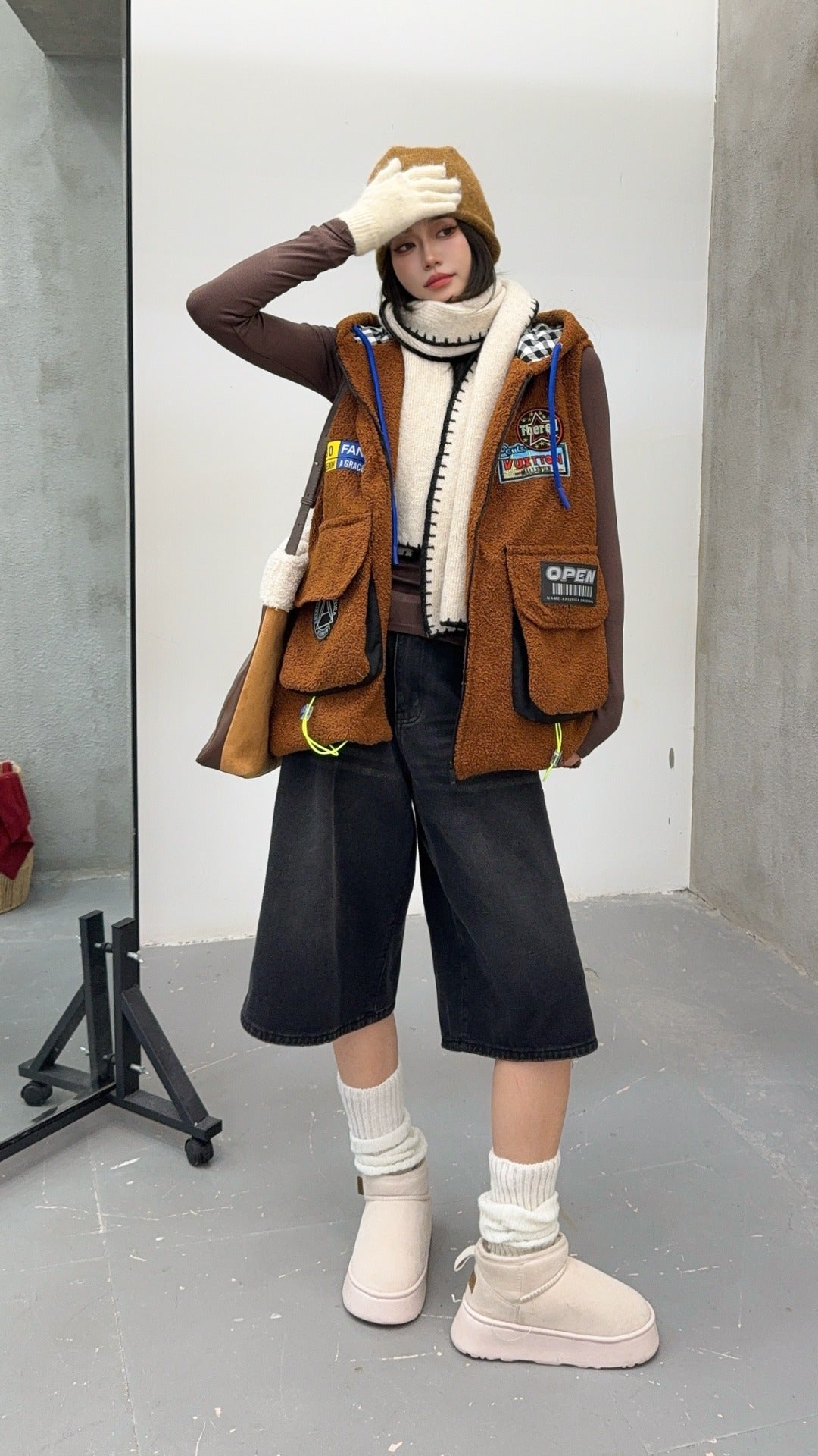 🄶🅁🄾🅄🄽🄳♾🅉🄴🅁🄾25-26SS♾無性別穿搭OverSize美式新款簡約多色洋毛氈連帽拉鍊背心(加厚)🔥(現貨優惠)