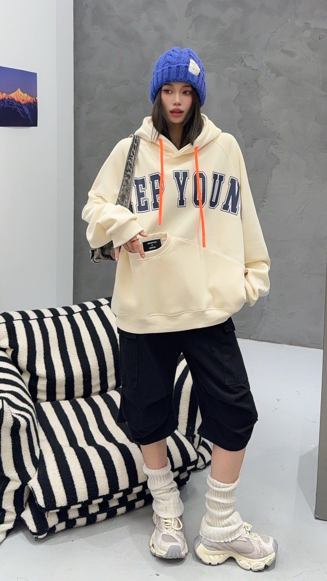 🄶🅁🄾🅄🄽🄳♾🅉🄴🅁🄾25-26SS♾無性別穿搭OverSize美式新款簡約字母大學風連帽長袖T-SHIRT(加厚加絨)🔥