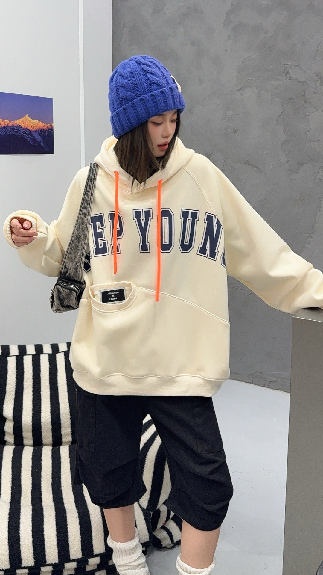 🄶🅁🄾🅄🄽🄳♾🅉🄴🅁🄾25-26SS♾無性別穿搭OverSize美式新款簡約字母大學風連帽長袖T-SHIRT(加厚加絨)🔥