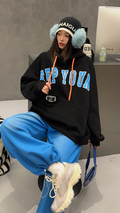 🄶🅁🄾🅄🄽🄳♾🅉🄴🅁🄾25-26SS♾無性別穿搭OverSize美式新款簡約字母大學風連帽長袖T-SHIRT(加厚加絨)🔥