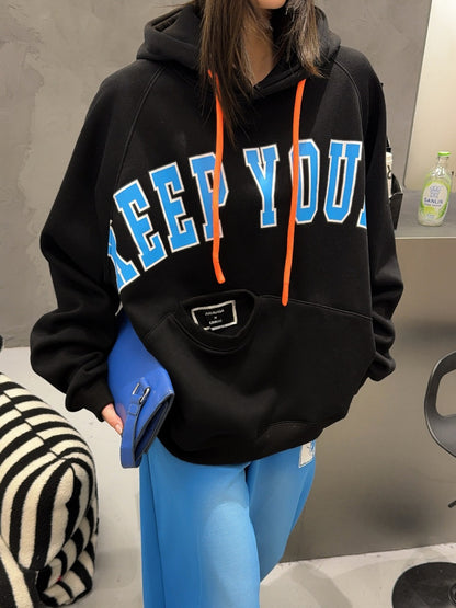 🄶🅁🄾🅄🄽🄳♾🅉🄴🅁🄾25-26SS♾無性別穿搭OverSize美式新款簡約字母大學風連帽長袖T-SHIRT(加厚加絨)🔥