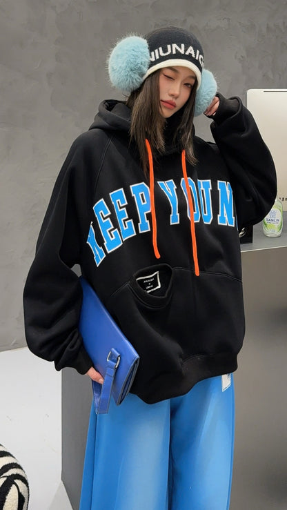 🄶🅁🄾🅄🄽🄳♾🅉🄴🅁🄾25-26SS♾無性別穿搭OverSize美式新款簡約字母大學風連帽長袖T-SHIRT(加厚加絨)🔥