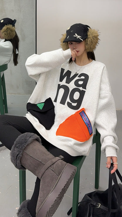 🄶🅁🄾🅄🄽🄳♾🅉🄴🅁🄾25-26SS♾無性別穿搭OverSize美式新款字母毛帽口袋長袖大學T-SHIRT(加厚加絨)🔥