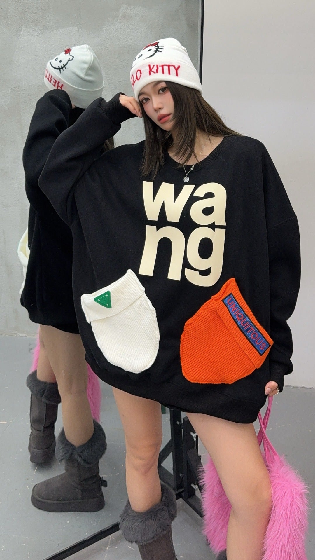 🄶🅁🄾🅄🄽🄳♾🅉🄴🅁🄾25-26SS♾無性別穿搭OverSize美式新款字母毛帽口袋長袖大學T-SHIRT(加厚加絨)🔥
