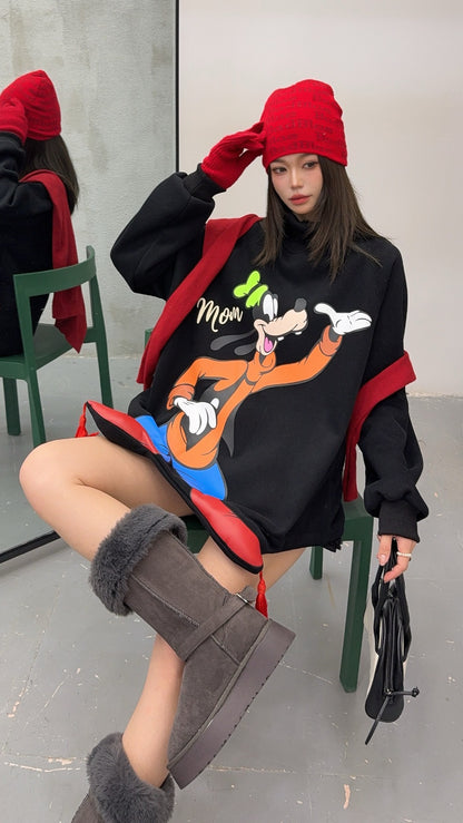 🄶🅁🄾🅄🄽🄳♾🅉🄴🅁🄾25-26SS♾無性別穿搭OverSize美式新款復古立體狗狗中高領長袖大學T-SHIRT(加厚加絨)🔥