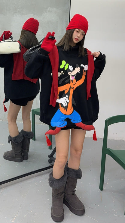 🄶🅁🄾🅄🄽🄳♾🅉🄴🅁🄾25-26SS♾無性別穿搭OverSize美式新款復古立體狗狗中高領長袖大學T-SHIRT(加厚加絨)🔥