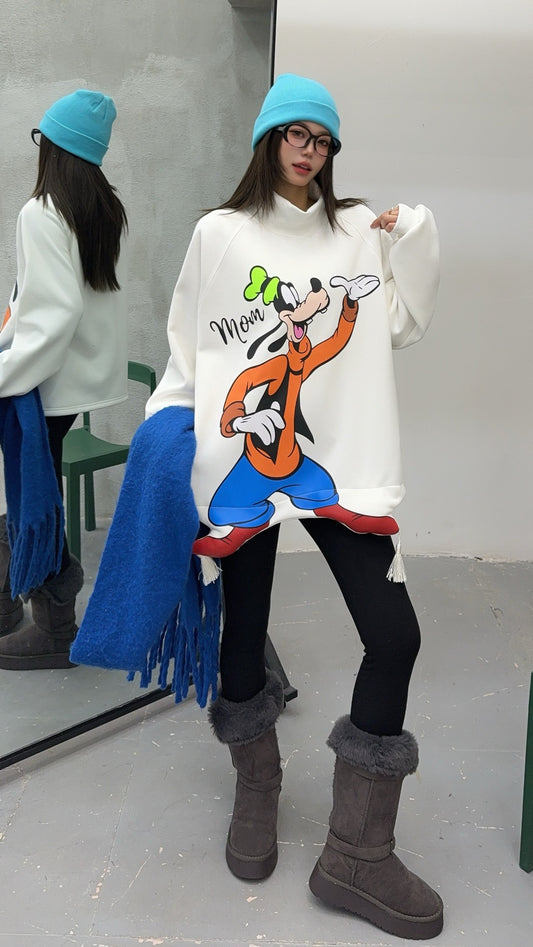 🄶🅁🄾🅄🄽🄳♾🅉🄴🅁🄾25-26SS♾無性別穿搭OverSize美式新款復古立體狗狗中高領長袖大學T-SHIRT(加厚加絨)🔥