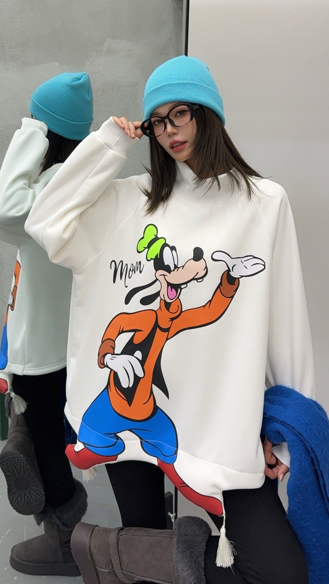 🄶🅁🄾🅄🄽🄳♾🅉🄴🅁🄾25-26SS♾無性別穿搭OverSize美式新款復古立體狗狗中高領長袖大學T-SHIRT(加厚加絨)🔥