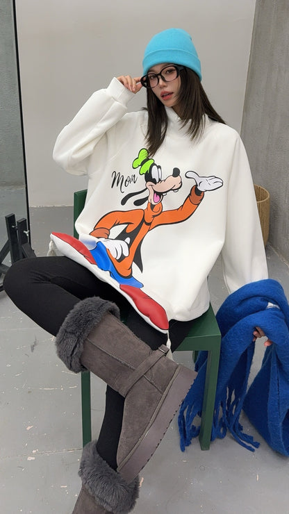 🄶🅁🄾🅄🄽🄳♾🅉🄴🅁🄾25-26SS♾無性別穿搭OverSize美式新款復古立體狗狗中高領長袖大學T-SHIRT(加厚加絨)🔥