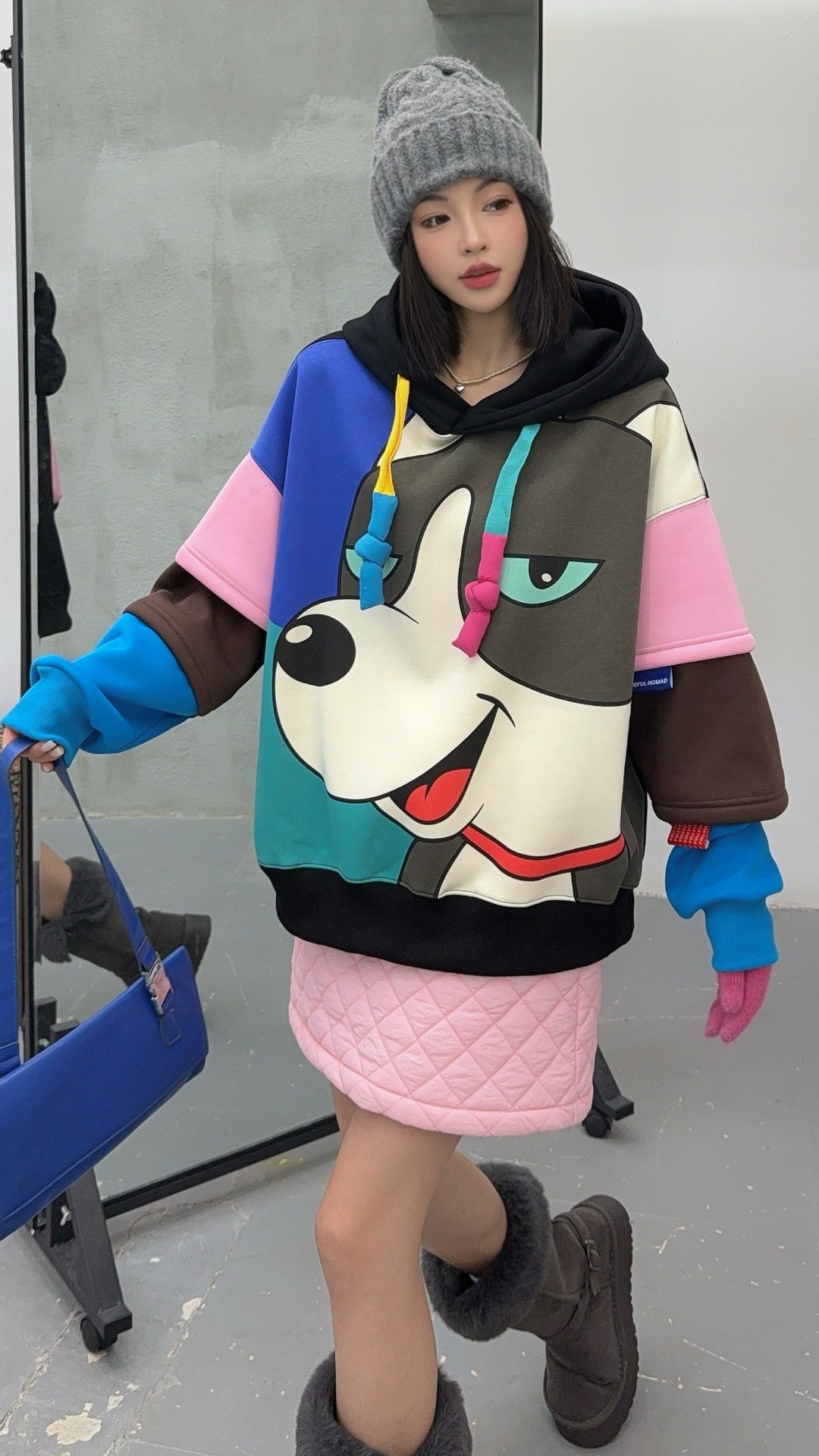 🄶🅁🄾🅄🄽🄳♾🅉🄴🅁🄾25-26SS♾無性別穿搭OverSize美式新款普普風狗狗連帽長袖T-SHIRT(加厚加絨)🔥