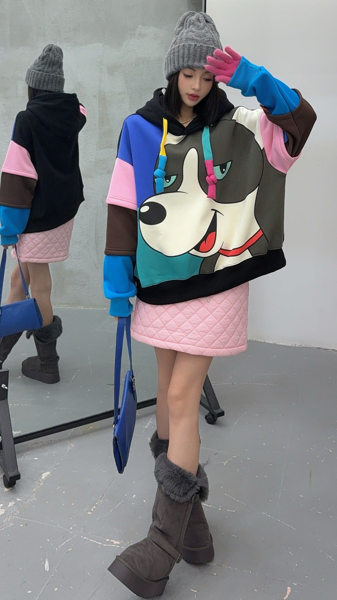 🄶🅁🄾🅄🄽🄳♾🅉🄴🅁🄾25-26SS♾無性別穿搭OverSize美式新款普普風狗狗連帽長袖T-SHIRT(加厚加絨)🔥