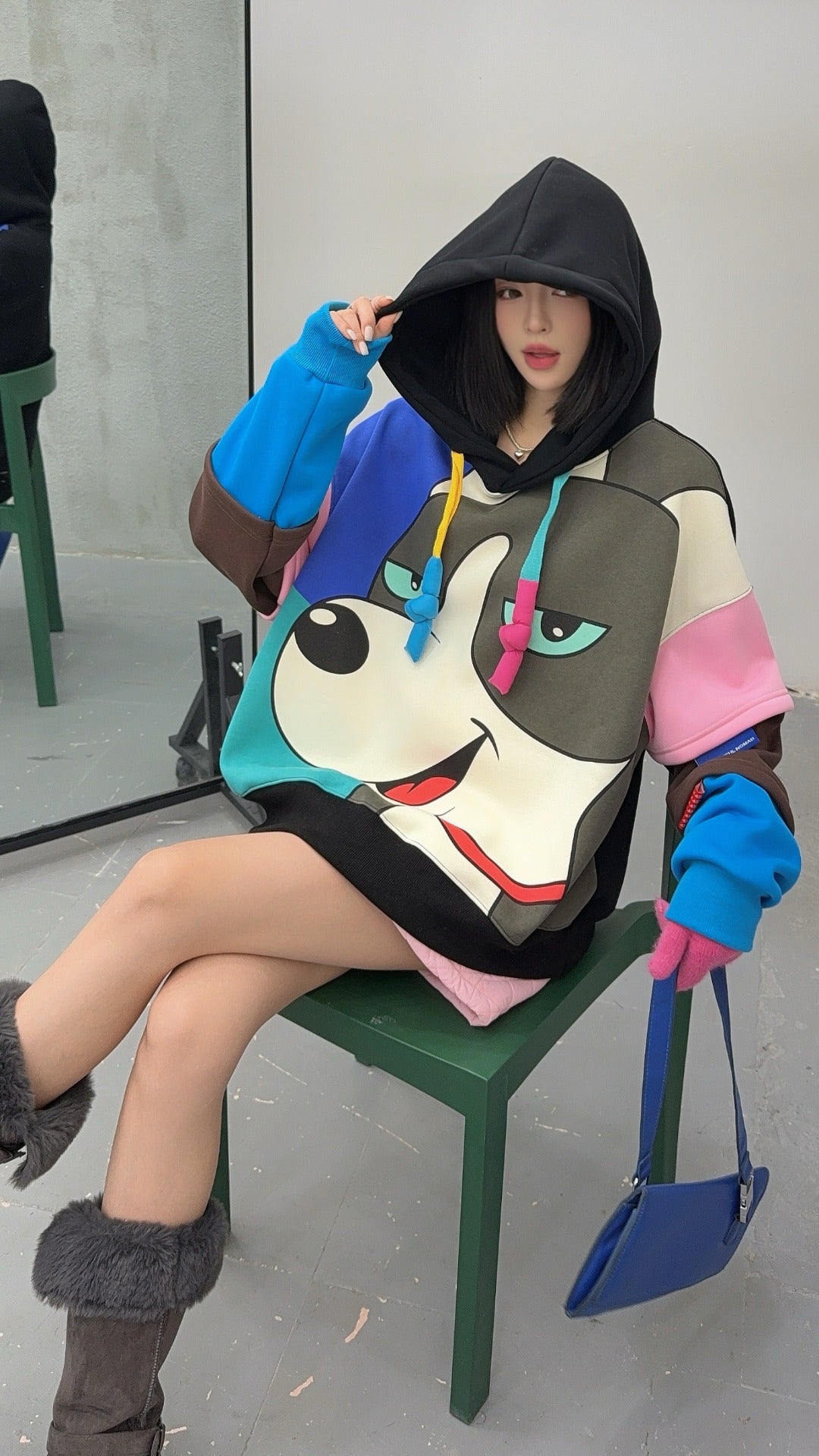 🄶🅁🄾🅄🄽🄳♾🅉🄴🅁🄾25-26SS♾無性別穿搭OverSize美式新款普普風狗狗連帽長袖T-SHIRT(加厚加絨)🔥