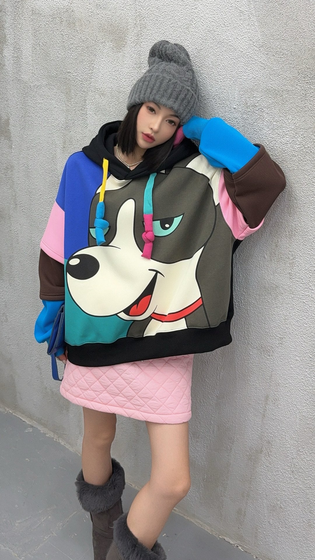 🄶🅁🄾🅄🄽🄳♾🅉🄴🅁🄾25-26SS♾無性別穿搭OverSize美式新款普普風狗狗連帽長袖T-SHIRT(加厚加絨)🔥