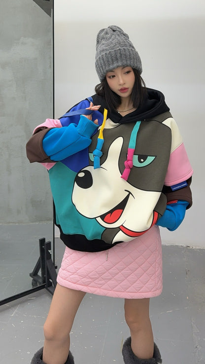 🄶🅁🄾🅄🄽🄳♾🅉🄴🅁🄾25-26SS♾無性別穿搭OverSize美式新款普普風狗狗連帽長袖T-SHIRT(加厚加絨)🔥