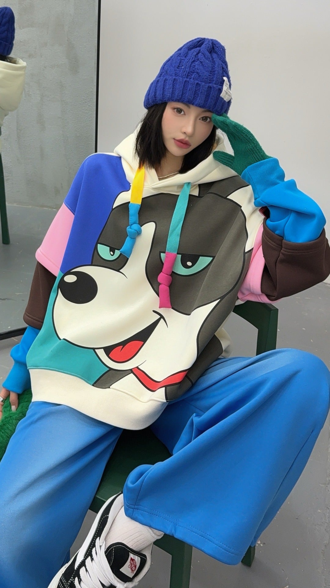 🄶🅁🄾🅄🄽🄳♾🅉🄴🅁🄾25-26SS♾無性別穿搭OverSize美式新款普普風狗狗連帽長袖T-SHIRT(加厚加絨)🔥