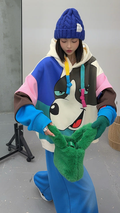 🄶🅁🄾🅄🄽🄳♾🅉🄴🅁🄾25-26SS♾無性別穿搭OverSize美式新款普普風狗狗連帽長袖T-SHIRT(加厚加絨)🔥