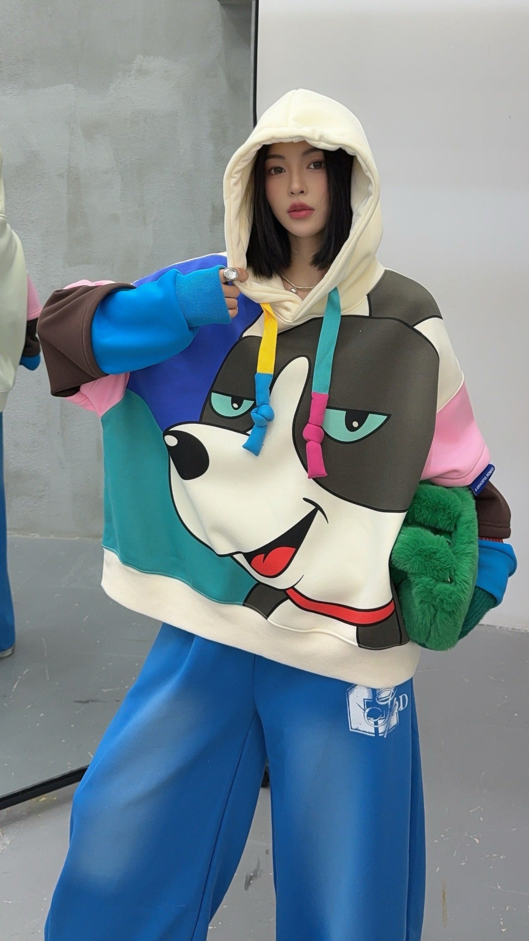 🄶🅁🄾🅄🄽🄳♾🅉🄴🅁🄾25-26SS♾無性別穿搭OverSize美式新款普普風狗狗連帽長袖T-SHIRT(加厚加絨)🔥