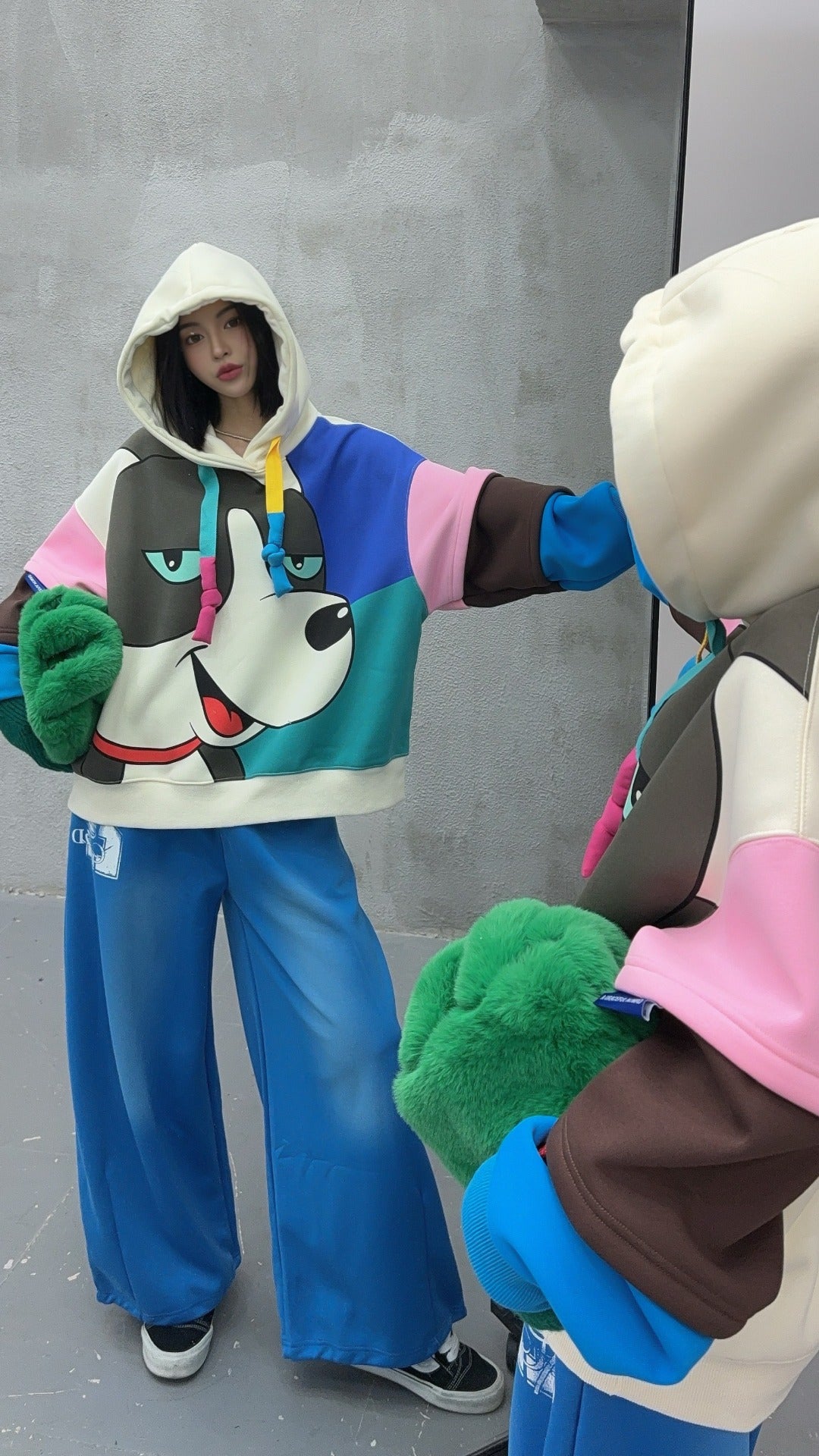 🄶🅁🄾🅄🄽🄳♾🅉🄴🅁🄾25-26SS♾無性別穿搭OverSize美式新款普普風狗狗連帽長袖T-SHIRT(加厚加絨)🔥