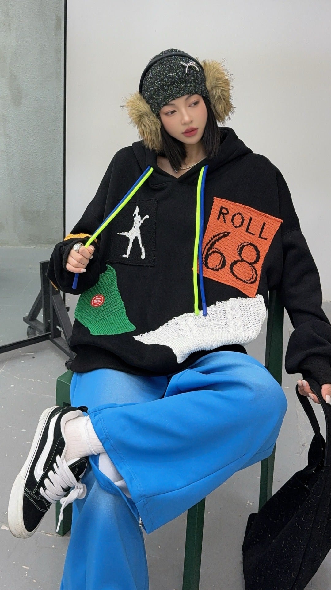 🄶🅁🄾🅄🄽🄳♾🅉🄴🅁🄾25-26SS♾無性別穿搭OverSize美式新款寬鬆拼布補丁連帽長袖T-SHIRT(加厚加絨)🔥