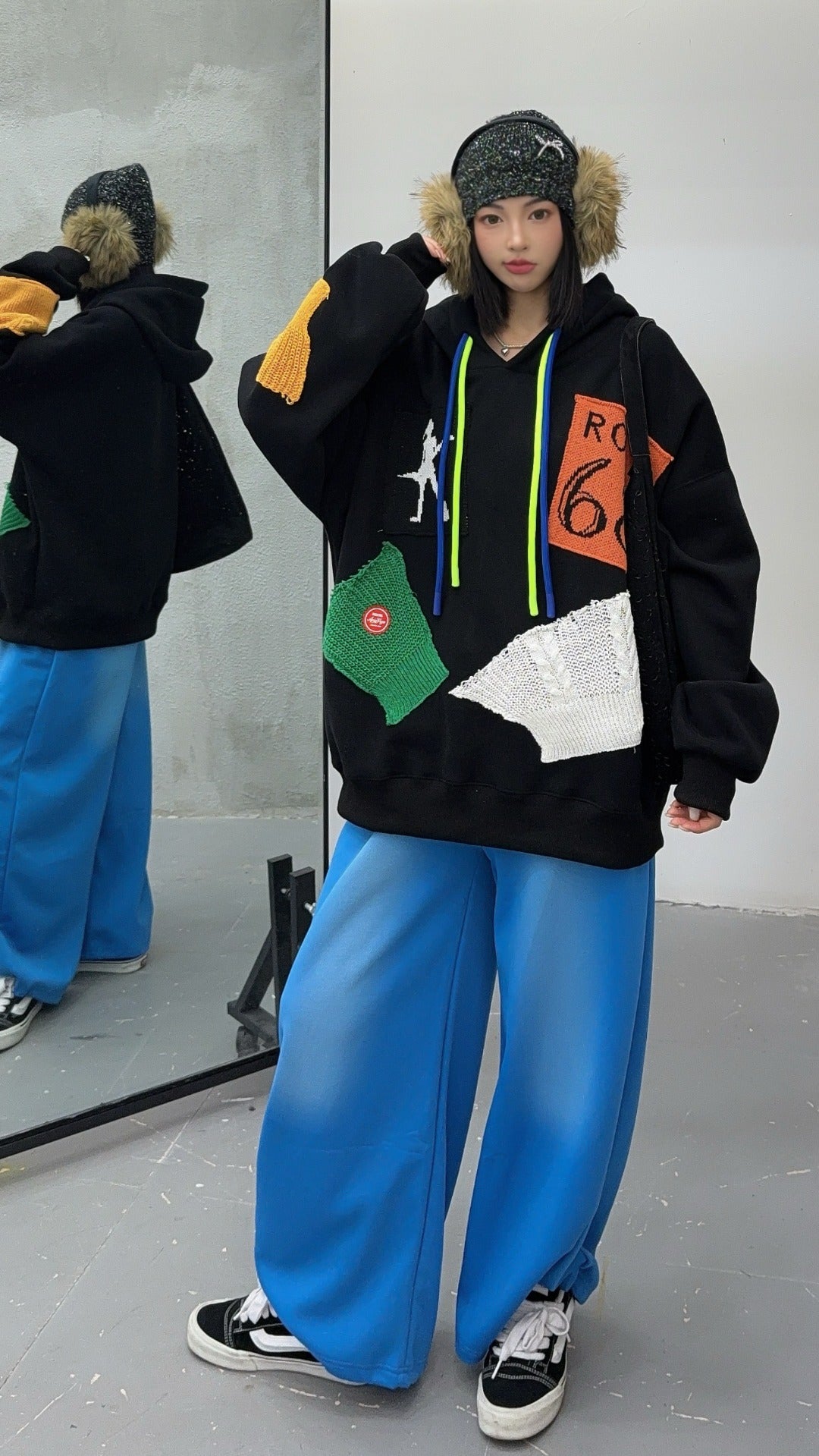 🄶🅁🄾🅄🄽🄳♾🅉🄴🅁🄾25-26SS♾無性別穿搭OverSize美式新款寬鬆拼布補丁連帽長袖T-SHIRT(加厚加絨)🔥