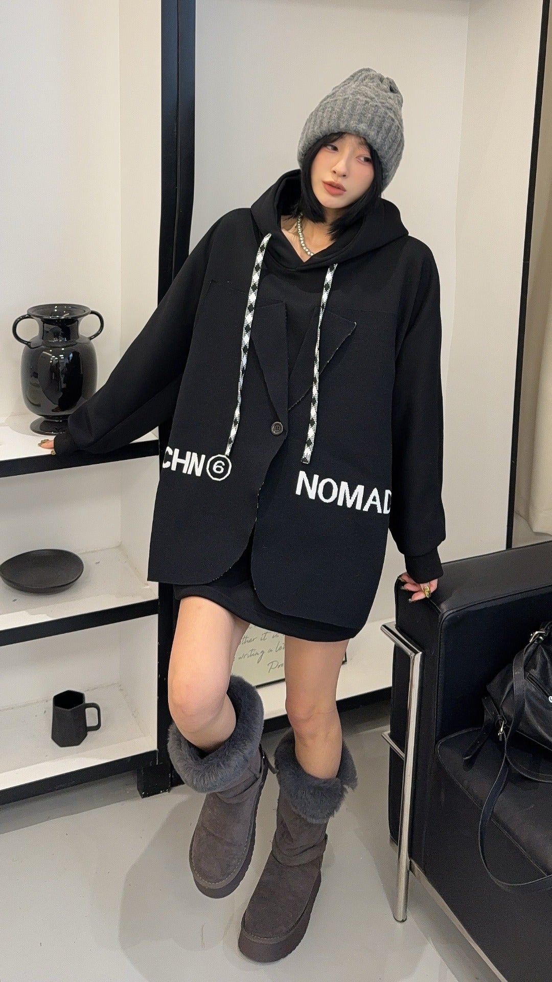 🄶🅁🄾🅄🄽🄳♾🅉🄴🅁🄾25-26SS♾無性別穿搭OverSize美式新款偽西裝連帽長袖T-SHIRT(加厚加絨)🔥