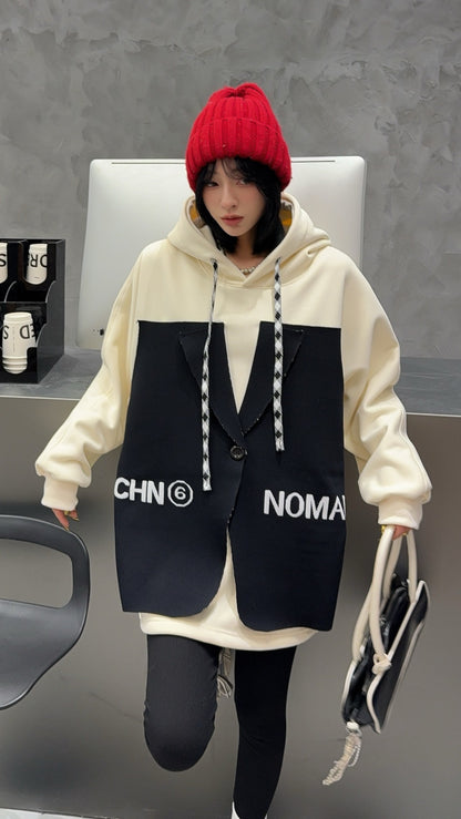 🄶🅁🄾🅄🄽🄳♾🅉🄴🅁🄾25-26SS♾無性別穿搭OverSize美式新款偽西裝連帽長袖T-SHIRT(加厚加絨)🔥