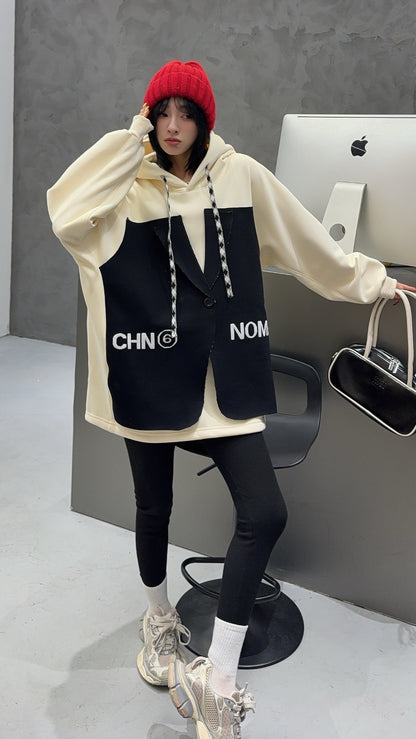 🄶🅁🄾🅄🄽🄳♾🅉🄴🅁🄾25-26SS♾無性別穿搭OverSize美式新款偽西裝連帽長袖T-SHIRT(加厚加絨)🔥