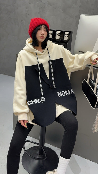 🄶🅁🄾🅄🄽🄳♾🅉🄴🅁🄾25-26SS♾無性別穿搭OverSize美式新款偽西裝連帽長袖T-SHIRT(加厚加絨)🔥