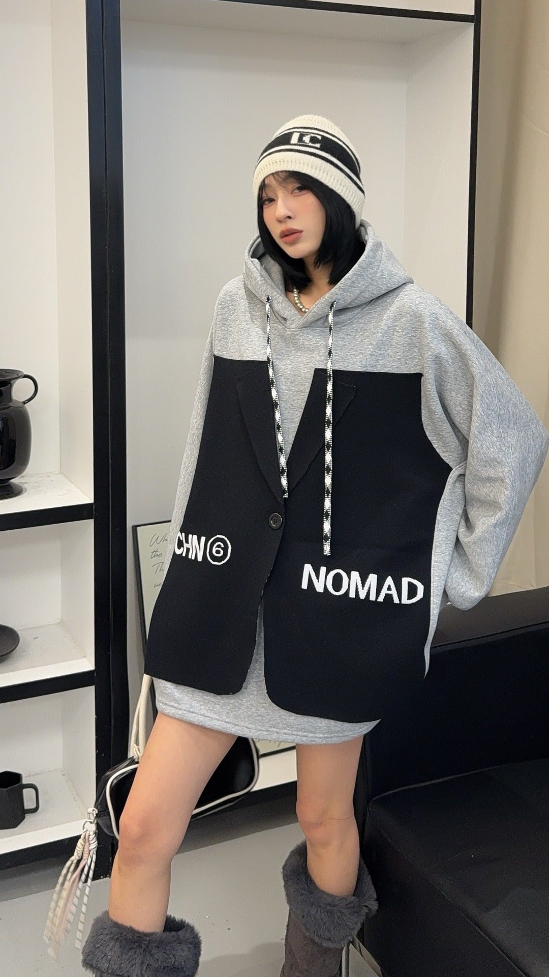 🄶🅁🄾🅄🄽🄳♾🅉🄴🅁🄾25-26SS♾無性別穿搭OverSize美式新款偽西裝連帽長袖T-SHIRT(加厚加絨)🔥