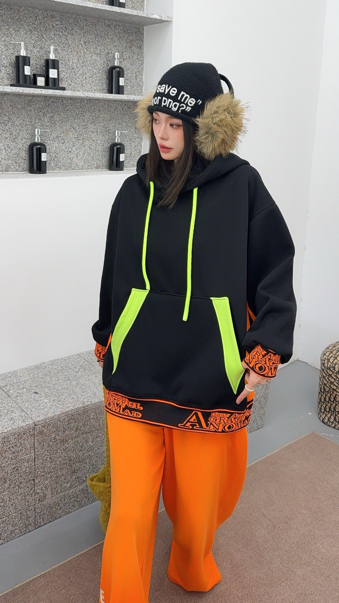 🄶🅁🄾🅄🄽🄳♾🅉🄴🅁🄾25-26SS♾無性別穿搭OverSize美式新款反差線條字母連帽長袖T-SHIRT(加厚加絨)🔥