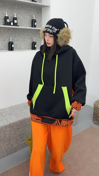 🄶🅁🄾🅄🄽🄳♾🅉🄴🅁🄾25-26SS♾無性別穿搭OverSize美式新款反差線條字母連帽長袖T-SHIRT(加厚加絨)🔥