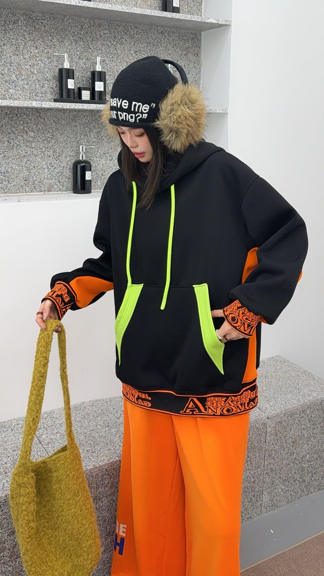 🄶🅁🄾🅄🄽🄳♾🅉🄴🅁🄾25-26SS♾無性別穿搭OverSize美式新款反差線條字母連帽長袖T-SHIRT(加厚加絨)🔥