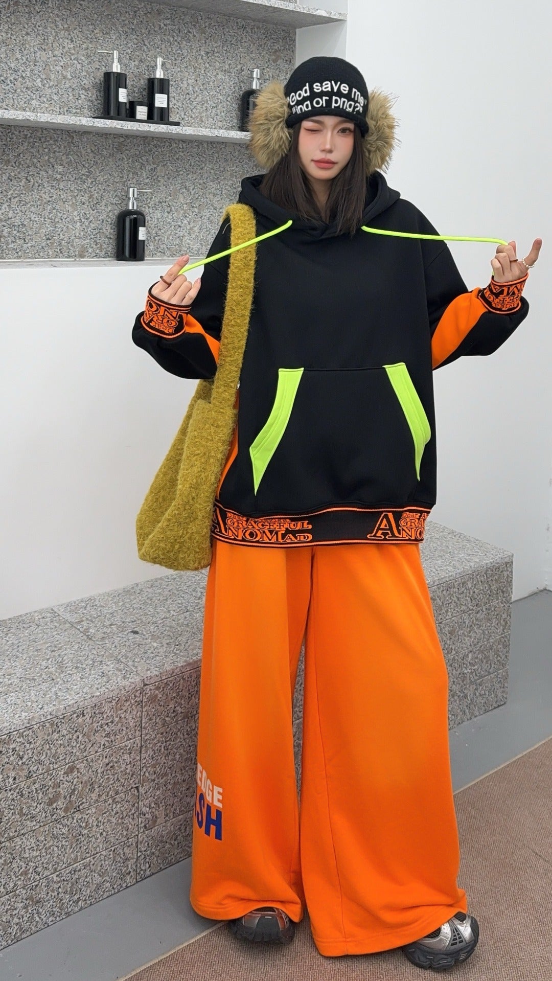 🄶🅁🄾🅄🄽🄳♾🅉🄴🅁🄾25-26SS♾無性別穿搭OverSize美式新款反差線條字母連帽長袖T-SHIRT(加厚加絨)🔥