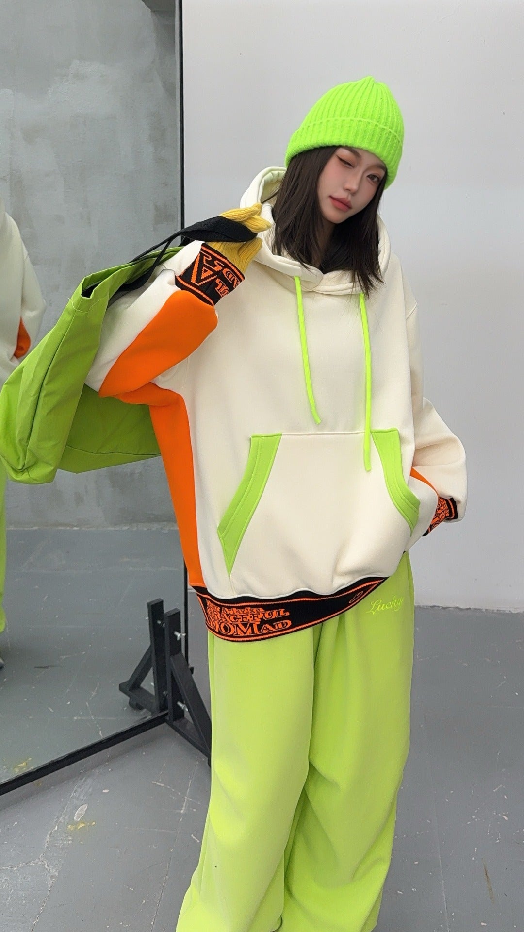 🄶🅁🄾🅄🄽🄳♾🅉🄴🅁🄾25-26SS♾無性別穿搭OverSize美式新款反差線條字母連帽長袖T-SHIRT(加厚加絨)🔥