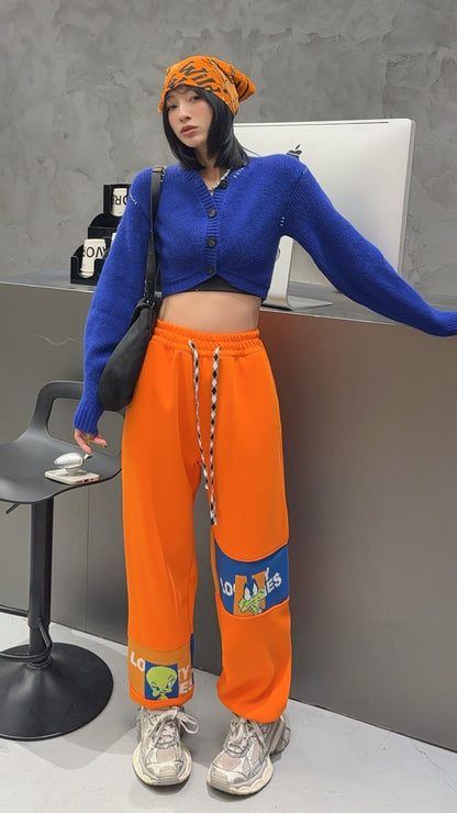 🄶🅁🄾🅄🄽🄳♾🅉🄴🅁🄾25-26SS♾無性別穿搭OverSize美式新款卡通毛巾布休閒長褲(現貨優惠)