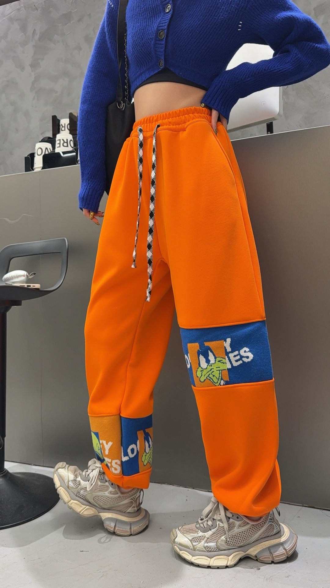 🄶🅁🄾🅄🄽🄳♾🅉🄴🅁🄾25-26SS♾無性別穿搭OverSize美式新款卡通毛巾布休閒長褲(現貨優惠)