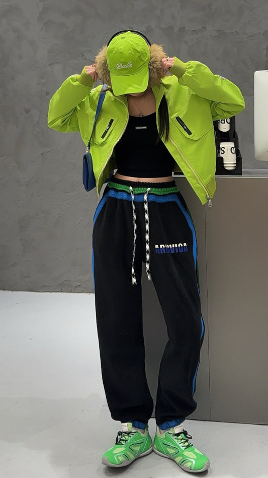 🄶🅁🄾🅄🄽🄳♾🅉🄴🅁🄾25-26SS♾無性別穿搭OverSize美式新款直條紋束口休閒長褲(現貨優惠)