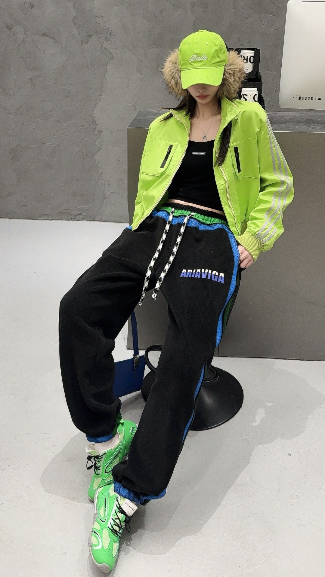 🄶🅁🄾🅄🄽🄳♾🅉🄴🅁🄾25-26SS♾無性別穿搭OverSize美式新款直條紋束口休閒長褲(現貨優惠)