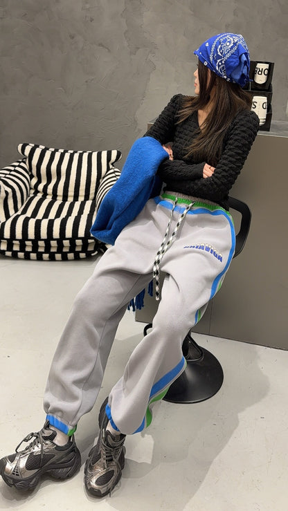 🄶🅁🄾🅄🄽🄳♾🅉🄴🅁🄾25-26SS♾無性別穿搭OverSize美式新款直條紋束口休閒長褲(現貨優惠)